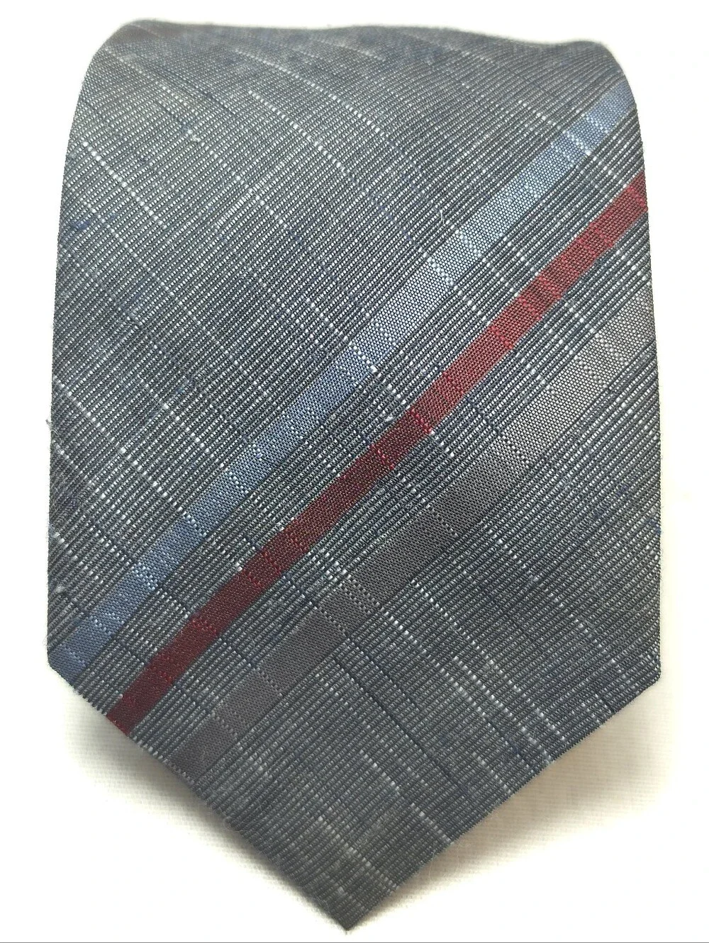 Men's Bruna Molinaro Gray Tie with Red and Blue Stripe Accent